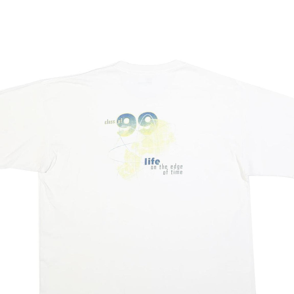 JOSTENS Mens White Graphic T-Shirt XL Short Sleeve Crew Neck Cotton Blend