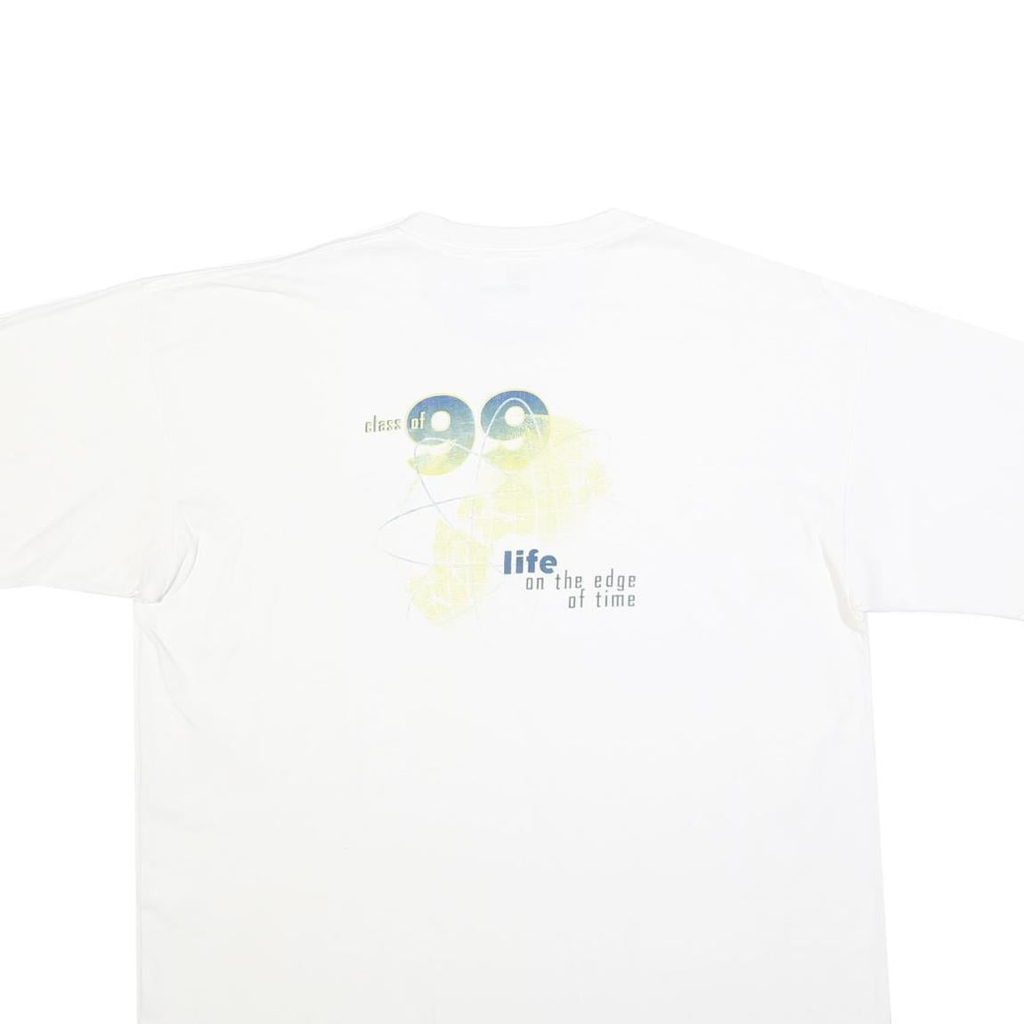 JOSTENS Mens White Graphic T-Shirt XL Short Sleeve Crew Neck Cotton Blend