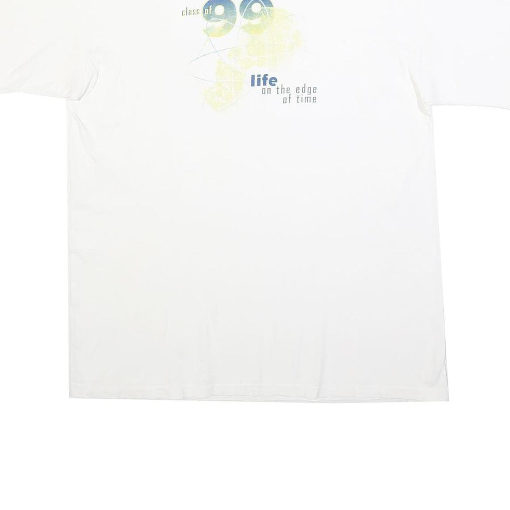 JOSTENS Mens White Graphic T-Shirt XL Short Sleeve Crew Neck Cotton Blend