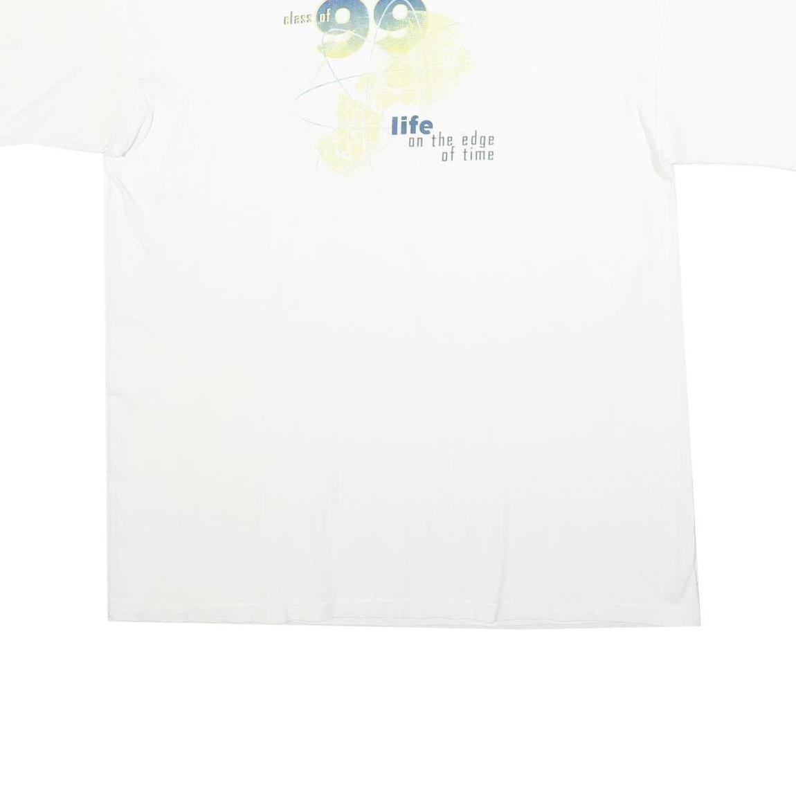 JOSTENS Mens White Graphic T-Shirt XL Short Sleeve Crew Neck Cotton Blend