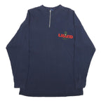 LOUIE CLOTHING Mens Navy Plain Pullover Cotton Jumper L Zip Neck