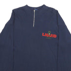 LOUIE CLOTHING Mens Navy Plain Pullover Cotton Jumper L Zip Neck