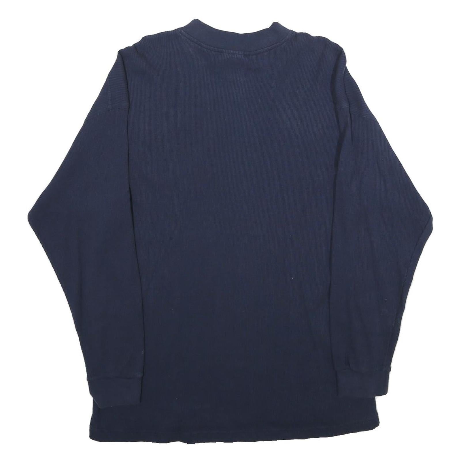 LOUIE CLOTHING Mens Navy Plain Pullover Cotton Jumper L Zip Neck