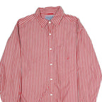 NAUTICA Mens Red & White Stripe Cotton Blend Shirt S Classic Fit Long Sleeve