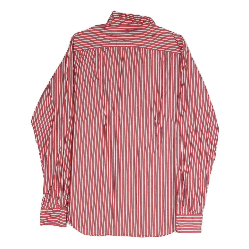 NAUTICA Mens Red & White Stripe Cotton Blend Shirt S Classic Fit Long Sleeve