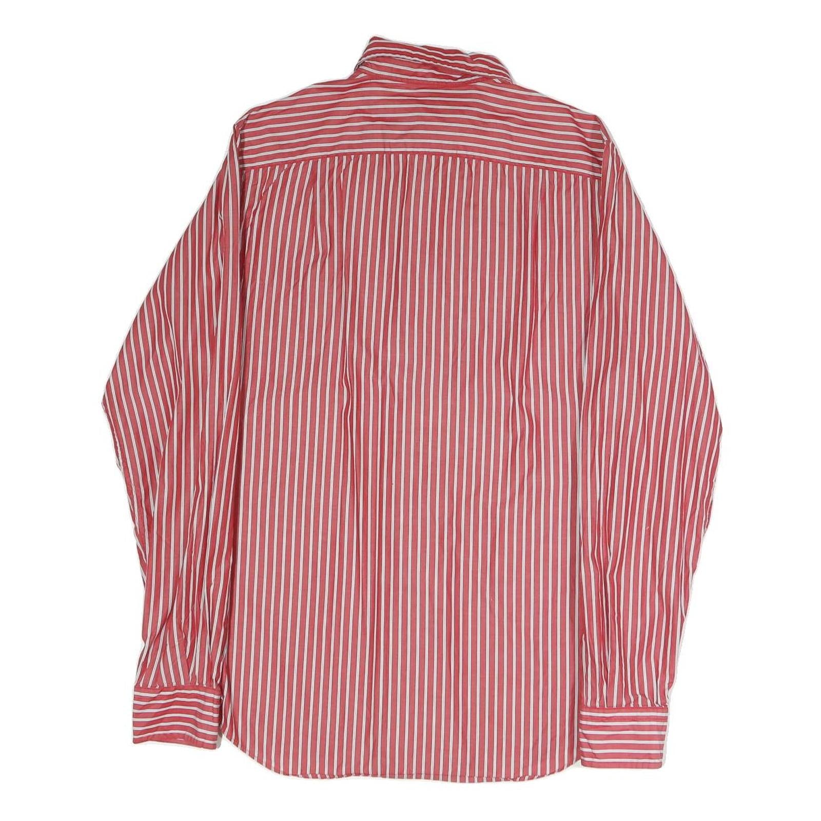 NAUTICA Mens Red & White Stripe Cotton Blend Shirt S Classic Fit Long Sleeve