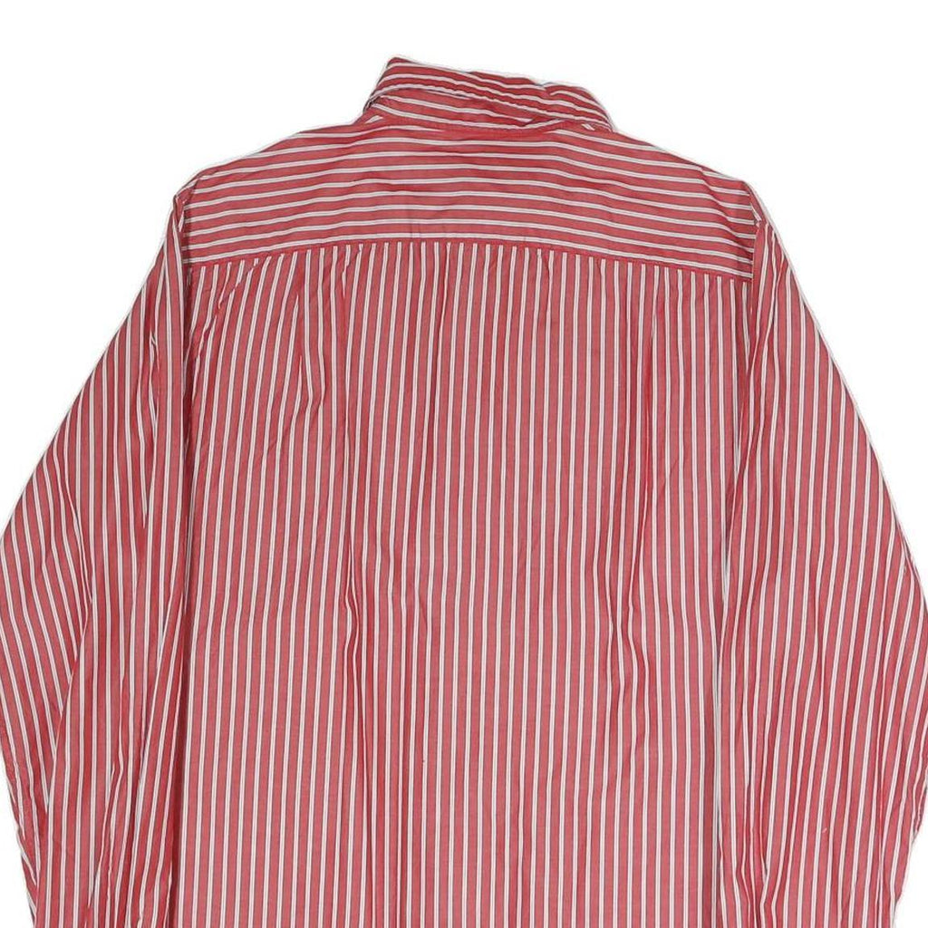 NAUTICA Mens Red & White Stripe Cotton Blend Shirt S Classic Fit Long Sleeve