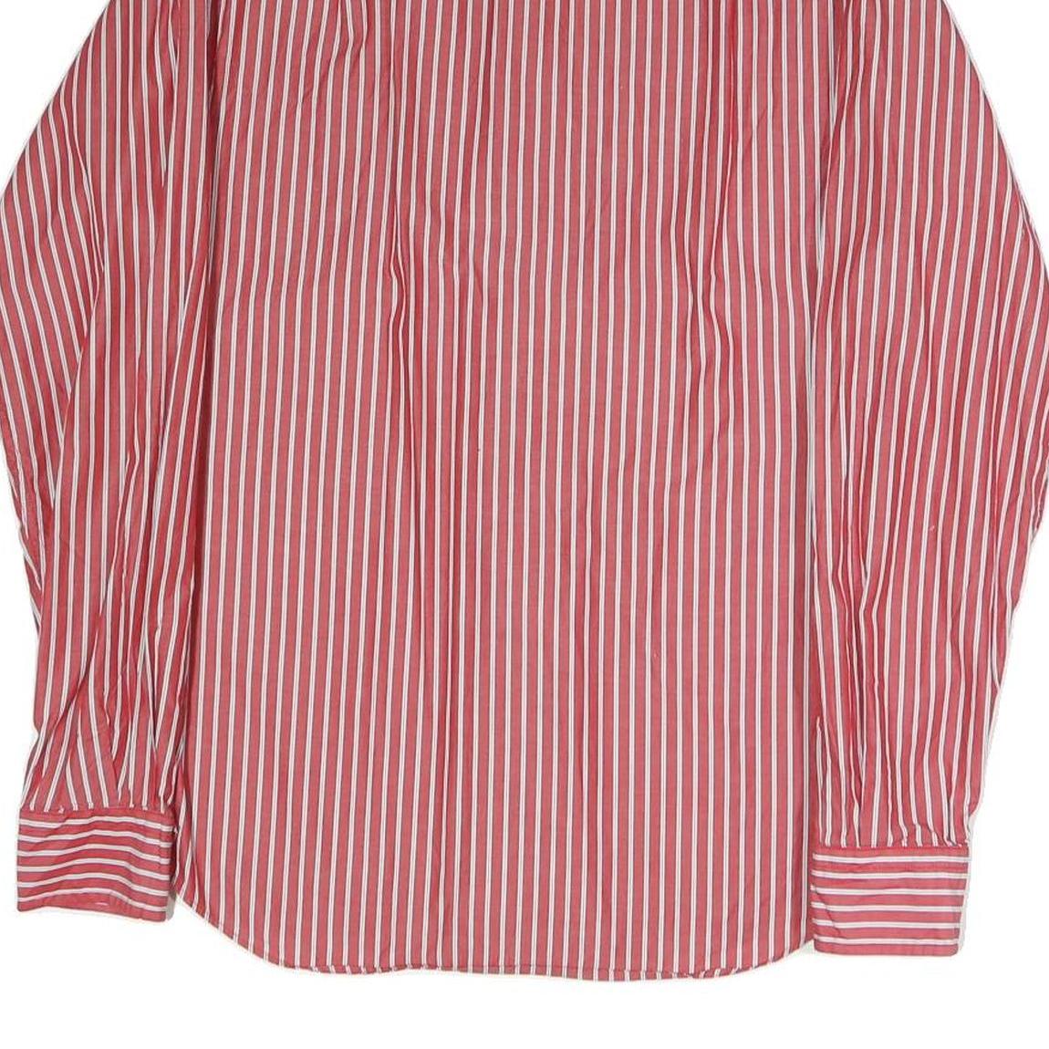 NAUTICA Mens Red & White Stripe Cotton Blend Shirt S Classic Fit Long Sleeve