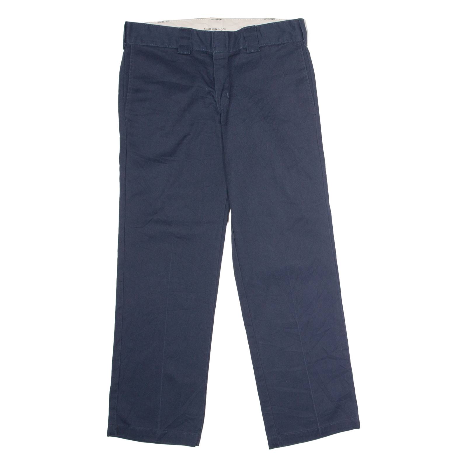 DICKIES Workwear Mens Twill Trousers Blue Slim Straight W32 L30