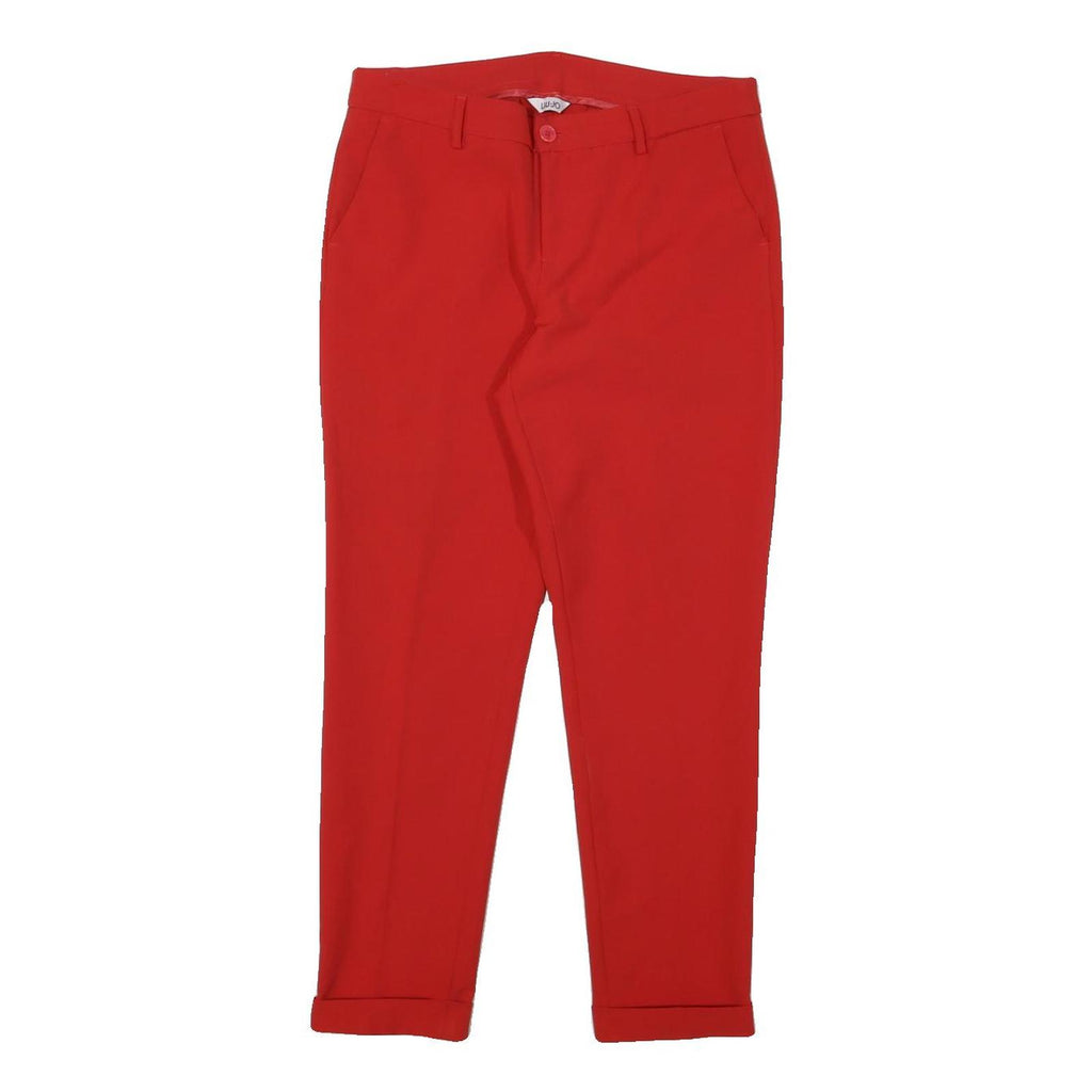 LIU JO Womens Polyester Blend Red Slim Straight Trousers W31 L27 Stylish Zip