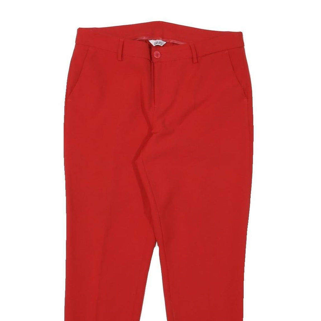 LIU JO Womens Polyester Blend Red Slim Straight Trousers W31 L27 Stylish Zip