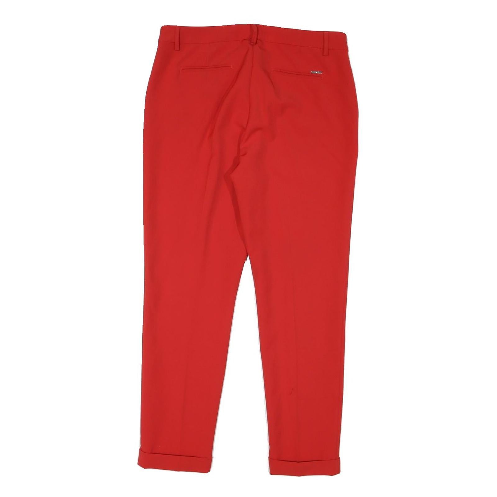 LIU JO Womens Polyester Blend Red Slim Straight Trousers W31 L27 Stylish Zip