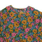 TAKEAWAY Womens Printed Shirt Blue Collared Long Sleeve 90s Floral M