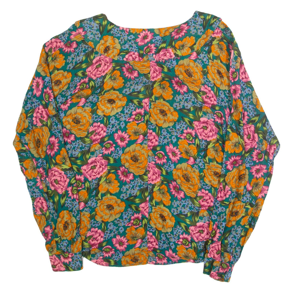 TAKEAWAY Womens Printed Shirt Blue Collared Long Sleeve 90s Floral M