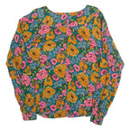 TAKEAWAY Womens Printed Shirt Blue Collared Long Sleeve 90s Floral M