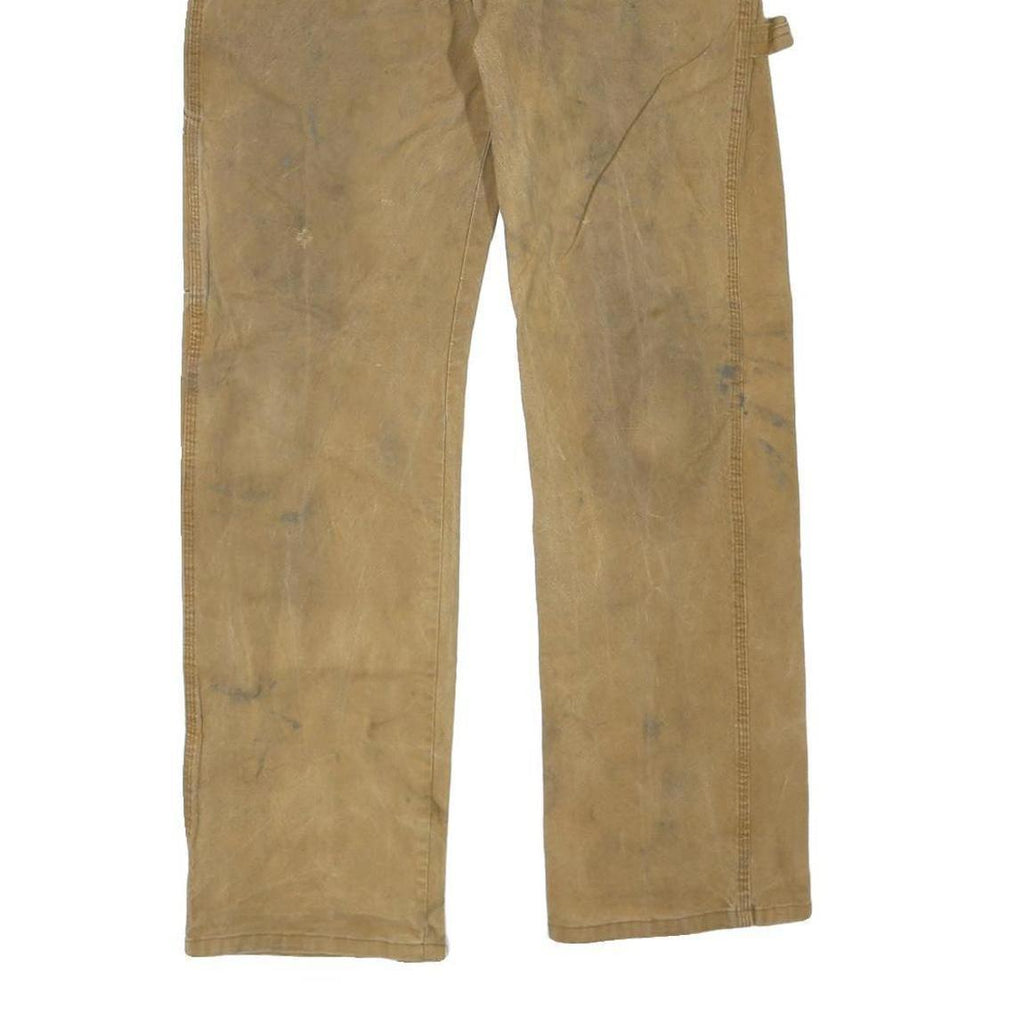 DICKIES Mens Jeans Beige Regular Straight Denim W34 L30 Workwear Utility Zip