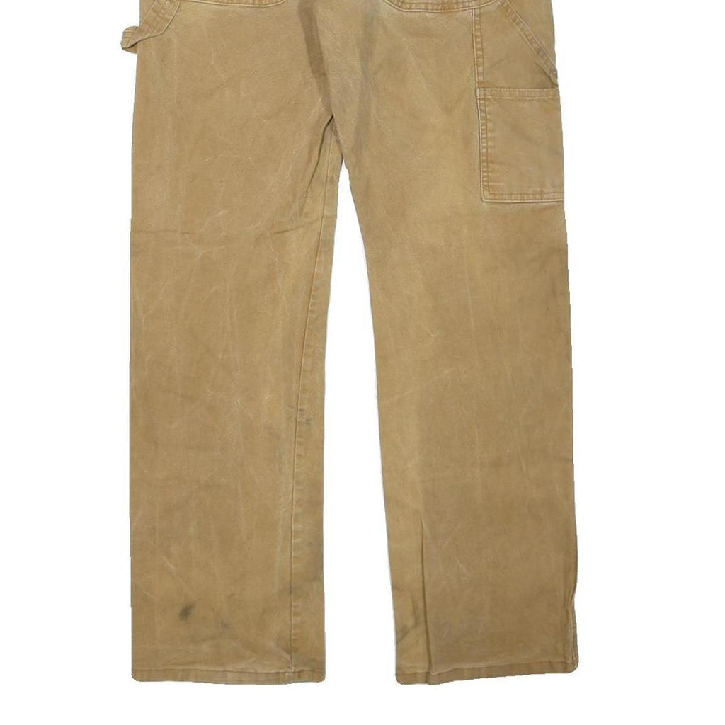 DICKIES Mens Jeans Beige Regular Straight Denim W34 L30 Workwear Utility Zip