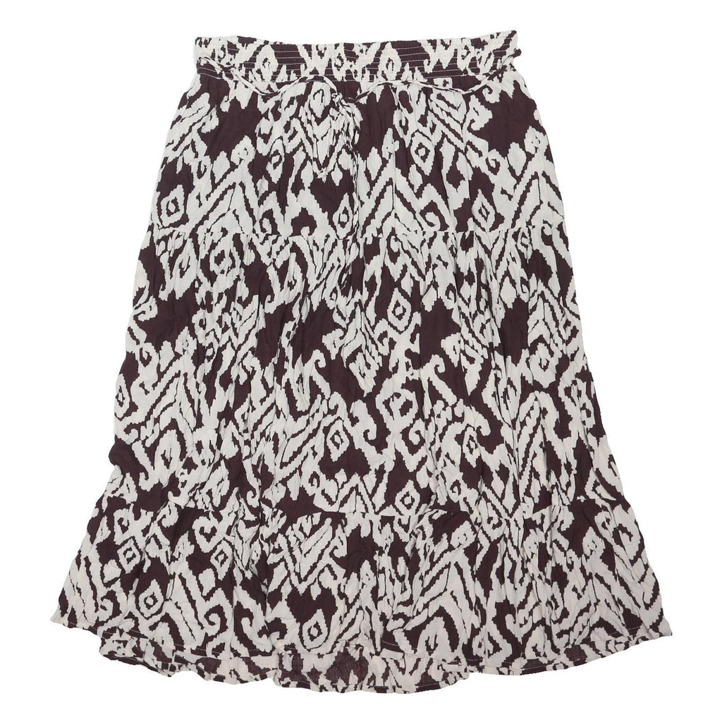 FAT FACE Womens Black & White Printed Swing Knee Length Cotton Blend Skirt UK 20