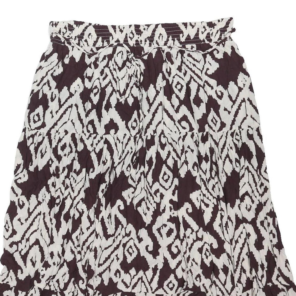 FAT FACE Womens Black & White Printed Swing Knee Length Cotton Blend Skirt UK 20