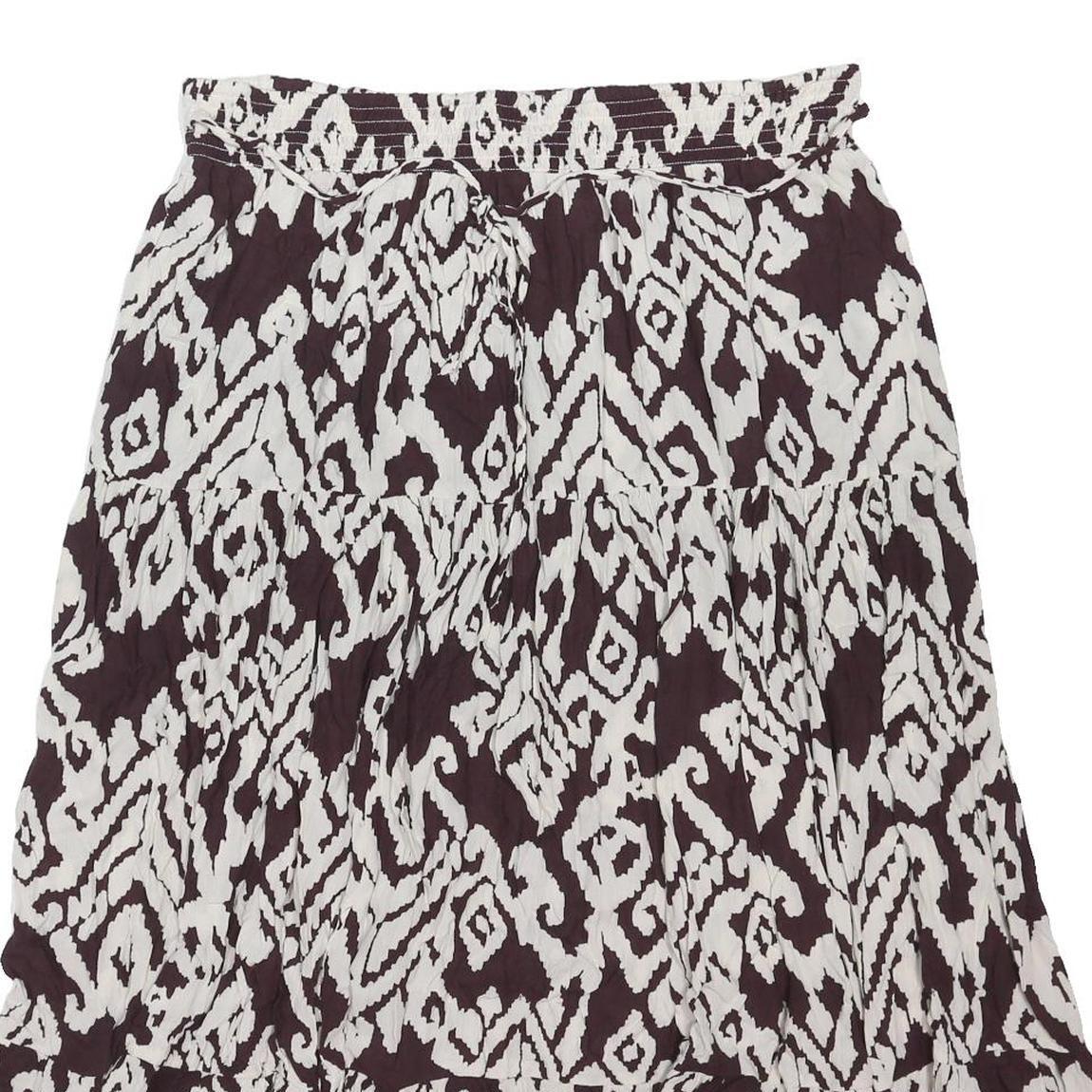 FAT FACE Womens Black & White Printed Swing Knee Length Cotton Blend Skirt UK 20