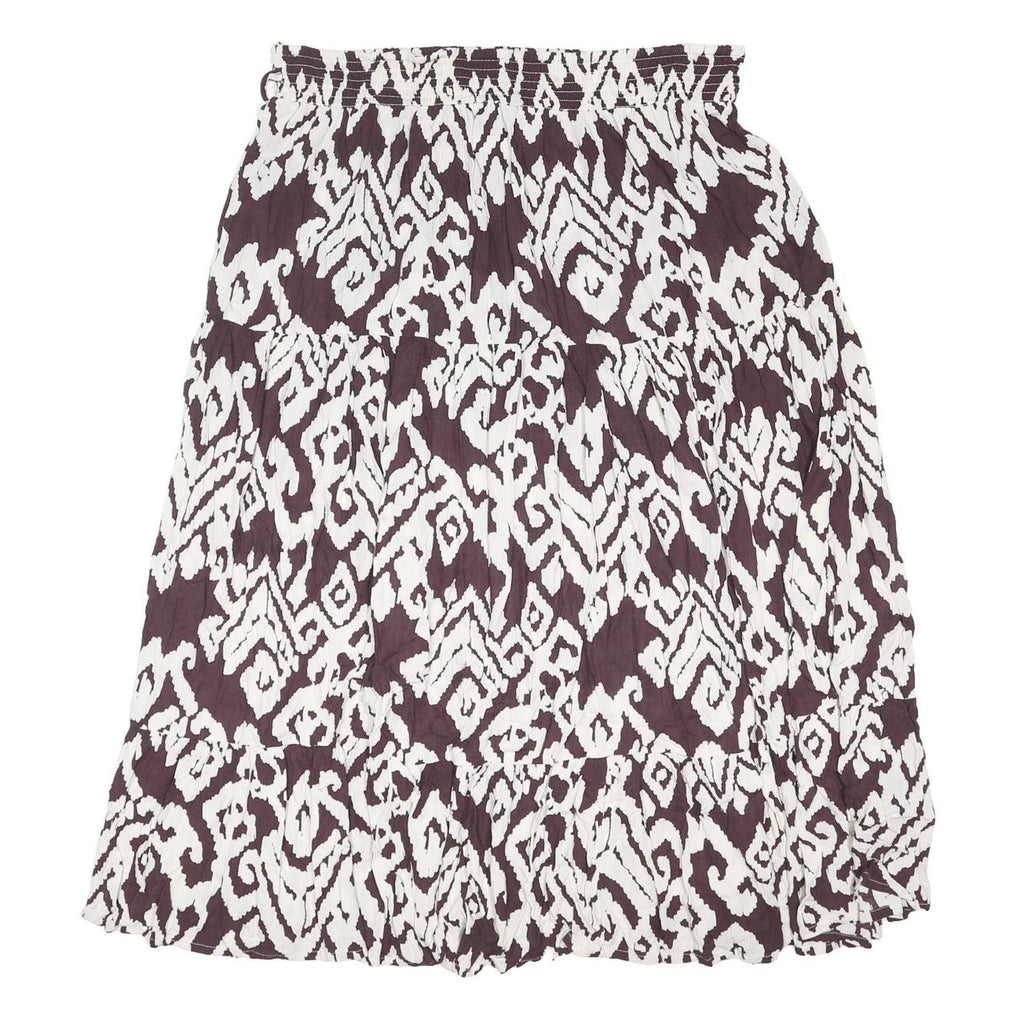FAT FACE Womens Black & White Printed Swing Knee Length Cotton Blend Skirt UK 20
