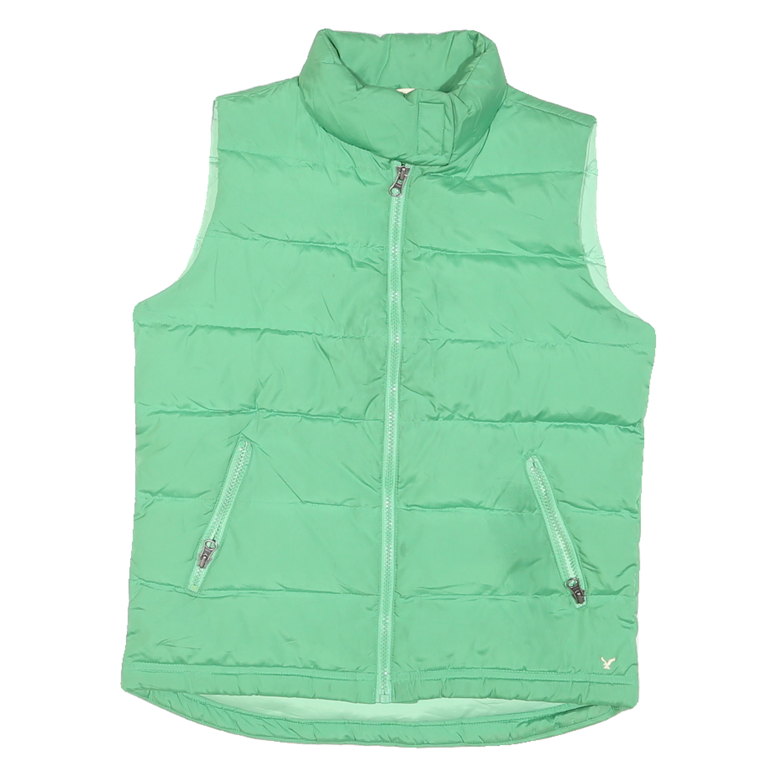 AMERICAN EAGLE Womens Green Sleeveless Zip Jacket S Polyester Blend Puffer Vest
