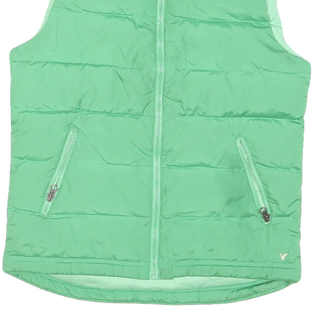 AMERICAN EAGLE Womens Green Sleeveless Zip Jacket S Polyester Blend Puffer Vest