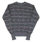 WOOLRICH Mens Grey Patterned Wool Jumper Crew Neck Basic Knit S Winter Fashion