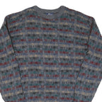 WOOLRICH Mens Grey Patterned Wool Jumper Crew Neck Basic Knit S Winter Fashion