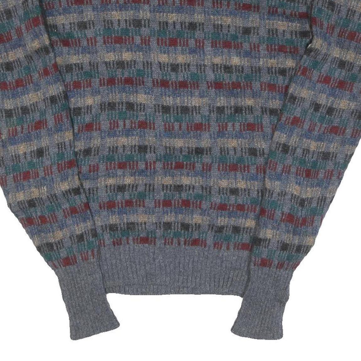 WOOLRICH Mens Grey Patterned Wool Jumper Crew Neck Basic Knit S Winter Fashion