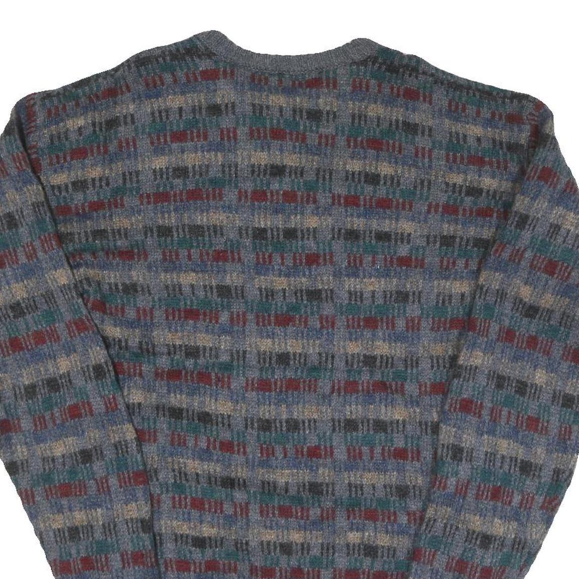 WOOLRICH Mens Grey Patterned Wool Jumper Crew Neck Basic Knit S Winter Fashion