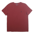 NAUTICA Mens Red Cotton Blend T-Shirt L Short Sleeve Crew Neck Classic Fit