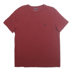 NAUTICA Mens Red Cotton Blend T-Shirt L Short Sleeve Crew Neck Classic Fit