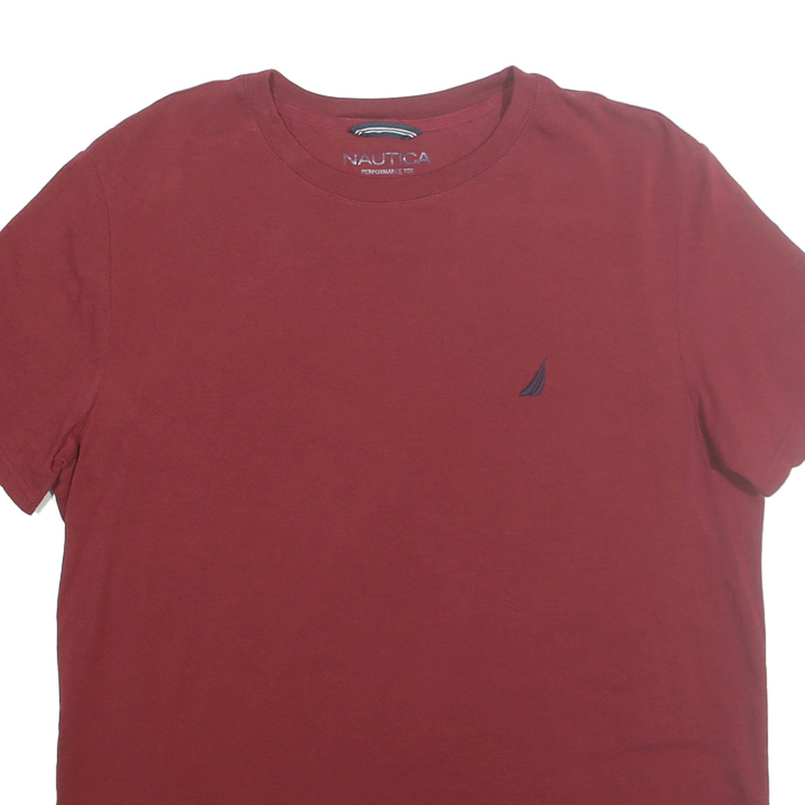 NAUTICA Mens Red Cotton Blend T-Shirt L Short Sleeve Crew Neck Classic Fit