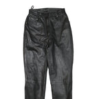 Womens Black Slim Leather Trousers Zip W25 L30 Stylish Fitted Pants