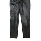 Womens Black Slim Leather Trousers Zip W25 L30 Stylish Fitted Pants