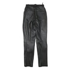 Womens Black Slim Leather Trousers Zip W25 L30 Stylish Fitted Pants