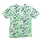 NIKE Mens Green & Grey Tropical Print T-Shirt S Short Sleeve Crew Neck Casual