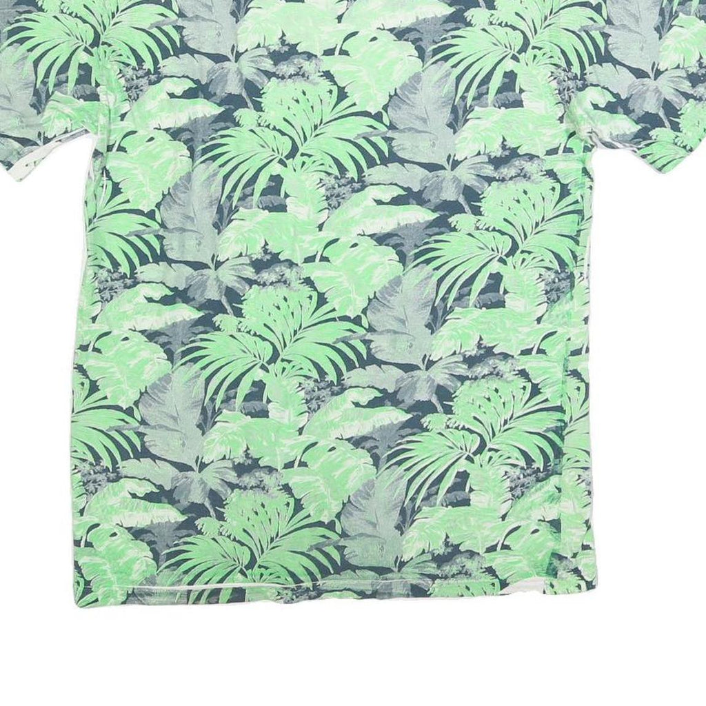 NIKE Mens Green & Grey Tropical Print T-Shirt S Short Sleeve Crew Neck Casual