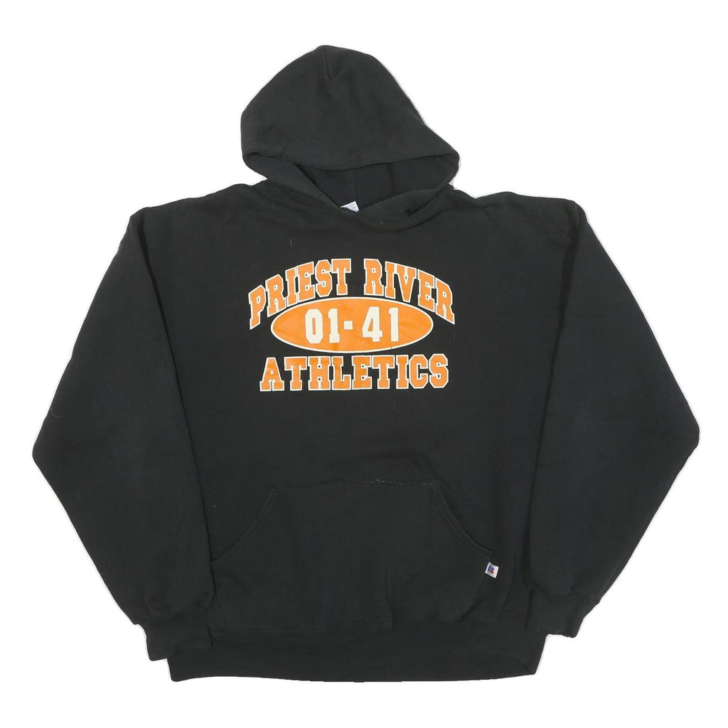 RUSSELL ATHLETIC Mens Black Priest River Athletics Pullover Hoodie XL