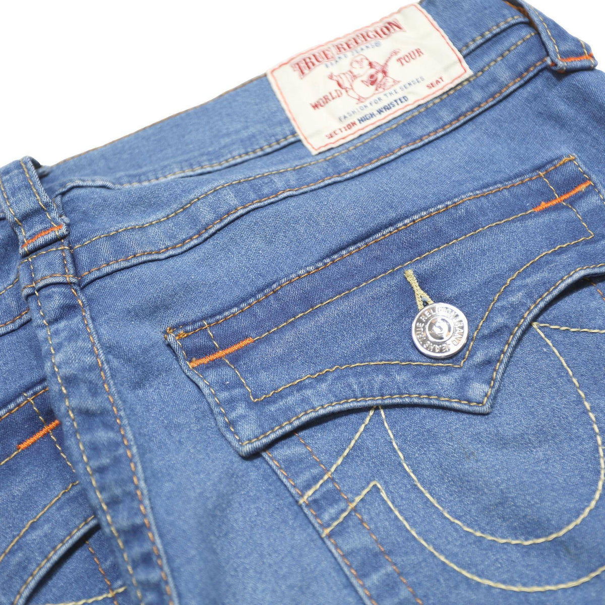 TRUE RELIGION Womens Slim Blue Denim W32 L29 Zip Skinny Stretch Jeans