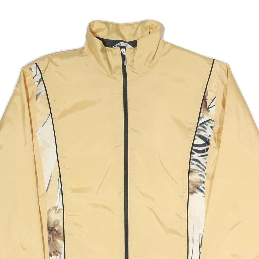 AUTHENTIC KLEIN Womens Yellow Animal Print Zip Jacket M Polyester Blend