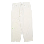 CALVIN KLEIN Womens Jeans White Relaxed Straight Cotton W32 L24 Frayed Hem Zip