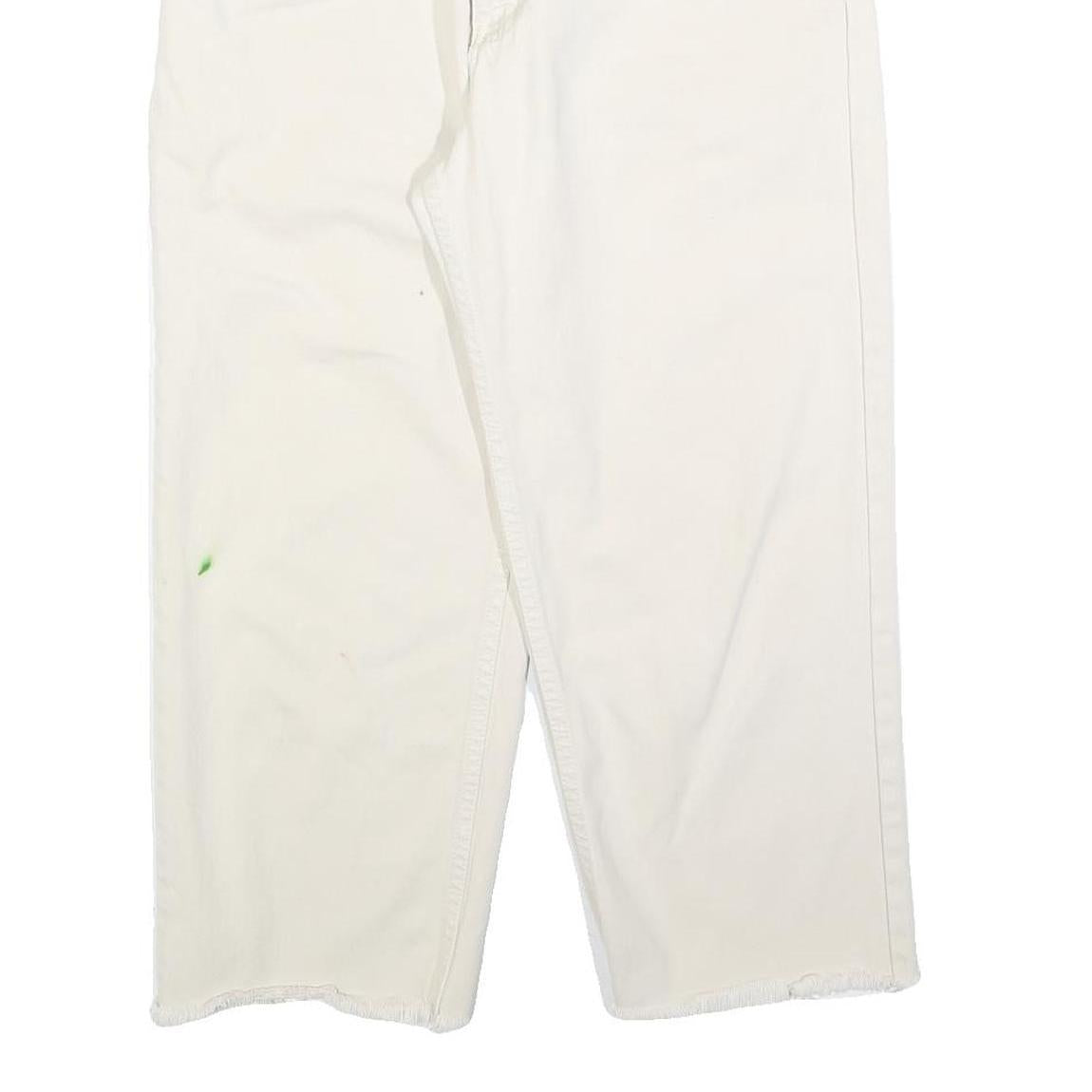 CALVIN KLEIN Womens Jeans White Relaxed Straight Cotton W32 L24 Frayed Hem Zip