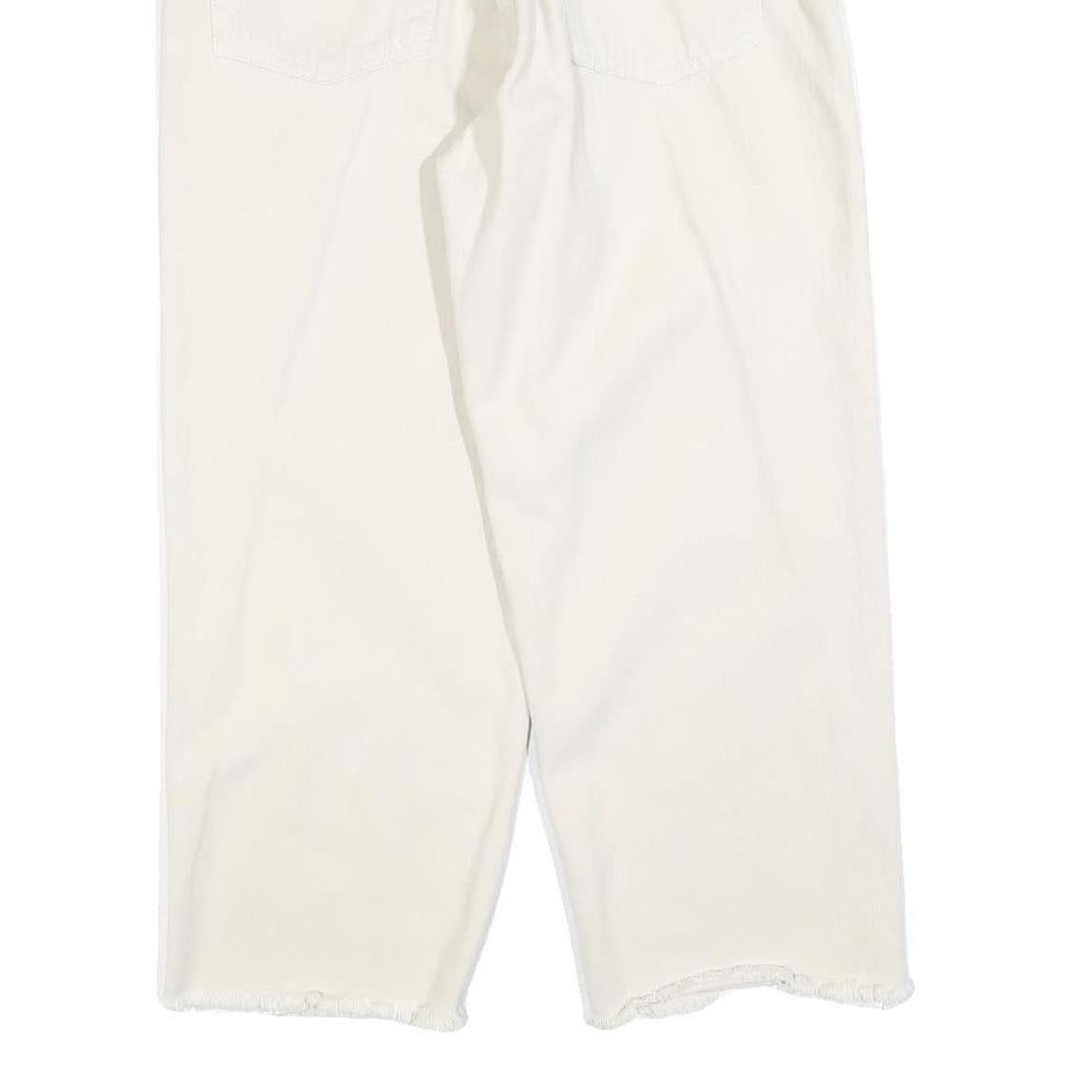 CALVIN KLEIN Womens Jeans White Relaxed Straight Cotton W32 L24 Frayed Hem Zip