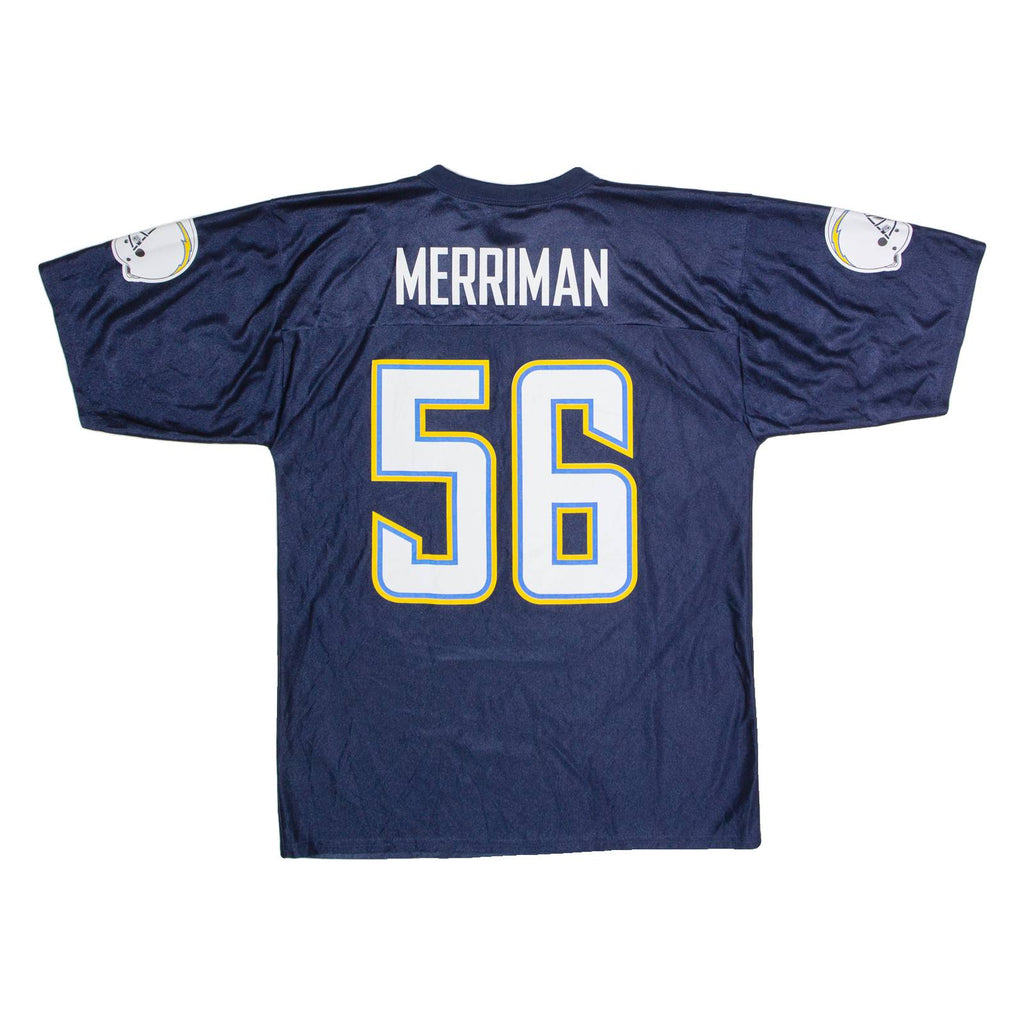 NFL San Diego Chargers Home #56 Merriman Mens Jersey Blue USA V-Neck M