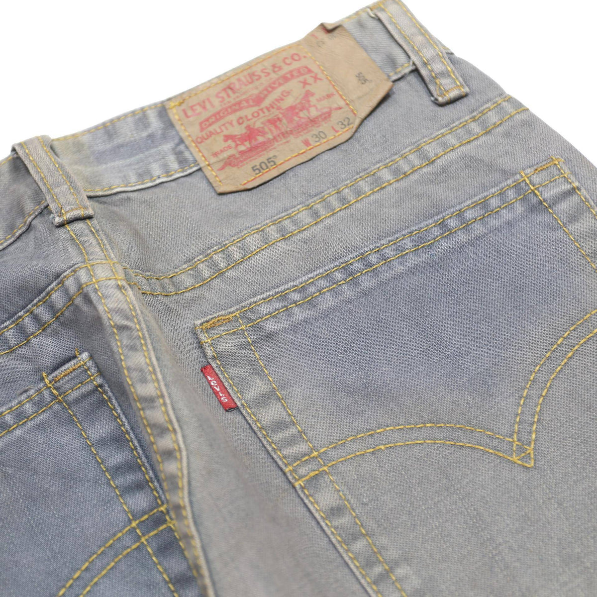 LEVI'S 505 Mens Jeans Blue Regular Straight Denim Medium W30 L32 Zip Cotton