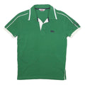 LONSDALE Mens Green & White Cotton Blend Short Sleeve Polo Shirt S Embroidered