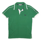 LONSDALE Mens Green & White Cotton Blend Short Sleeve Polo Shirt S Embroidered