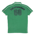 LONSDALE Mens Green & White Cotton Blend Short Sleeve Polo Shirt S Embroidered